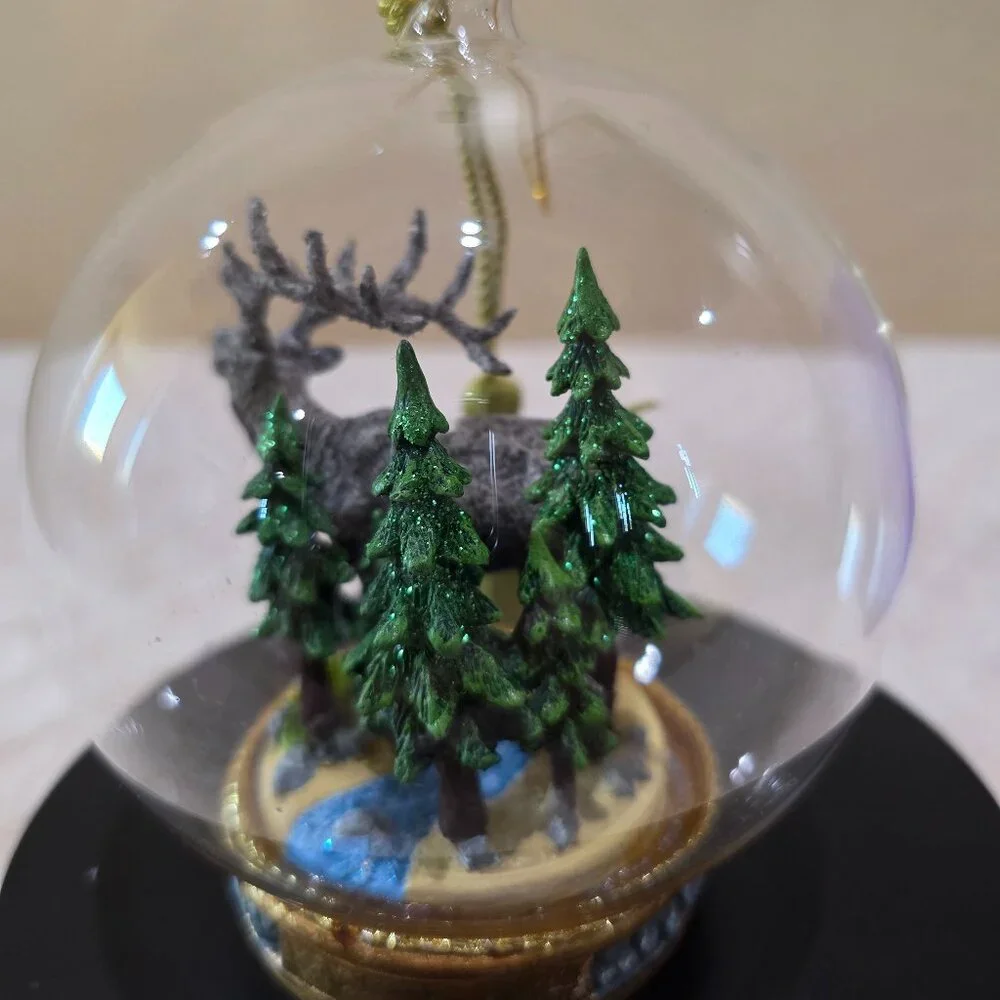 The Memory Globe Ornament ELK IN THE WOODS Christmas Holiday Boxed Flavia Milano